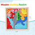 LovesTown 12PCS Wooden Stacking Puzzles, Educational Sea Animal Chunky Jigsaw Puzzles for Kids