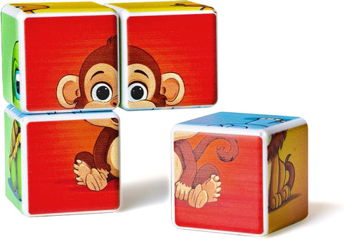 3D Magnetic Cubic Jigsaw Puzzle Toys for Toddlers, Large Building Blocks Cubes 1.65 Inches, Animal Theme