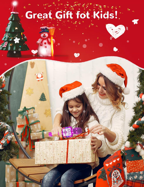 Amazmic Kids Karaoke Microphone Machine, Portable Wireless Karaoke Machine with LED Lights, Gift for Children Adults