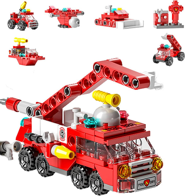 Vilbocr City fire Truck Building Block Toy (142 PCS) 7-in-1 Fire Truck &