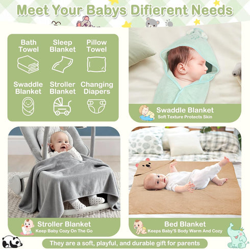 Sublaga 14 Set, 4 32x32 8 2 Set Pcs Baby Towels Washcloths and Baby Bibs Pcs Hooded Bath Towel, Pcs Baby Washcloths