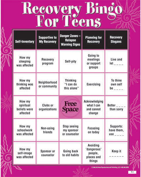 Recovery Bingo for Teens