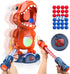 Movable Dinosaur Shooting Toys for Kids with 2 Air Pump Guns, LED & Sound, 48 Foam Balls for Target Practice