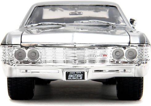 1:24 1967 Jada Toys Bigtime Muscle Chevrolet Impala SS Opening Doors, Hood, Trunk, Rubber Tires(Candy Silver/Black)