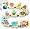 LovesTown 11PCS Magnetic Wooden Animals Train Set - Montessori Toys for Preschool Learning Activities