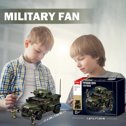 Set 4 6-12 Set, 519 Sluban Military Vehicle Building Toy Army Car, Military Off-Road Vehicle Model, with Soldier