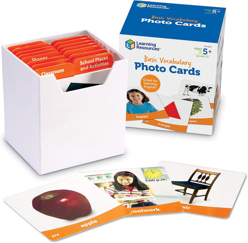 Learning Resources Basic Vocabulary Photo Cards, 156 Cards, Educational Games for Kids, Ages 5+