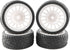 4PCS 12mm Hub Wheels Tires Set 1:10 1:12 1:16 Off Road RC Cars Rubber Tires Set for HSP 94122 94123 94103 3850 3851 FW06 RC Cars(White)