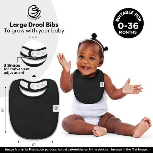 (3-Pack) 345 Organic Cotton Baby Drool Bibs Thick GSM, Soft & Absorbent, Teething Bibs for Boys and Girls