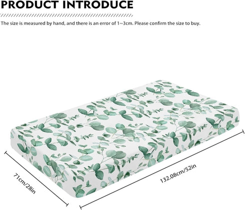 Winpema 28"x52" Green Leaves Fitted Crib Sheet Eucalyptus Leaf Baby Crib Sheet Fit Standard Crib and Toddler