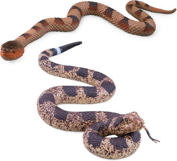 SIENON 2Pcs Realistic Fake Snakes Toys Figures, Soft Rubber Lifelike Garden Poisonous