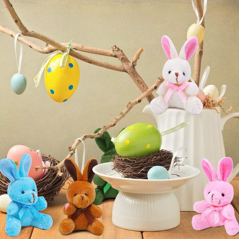 Elcoho 18 Pack Easter Plush Bunnies, Stuffed Bunny Toys for Easter Baskets, Plush Bunny Animals
