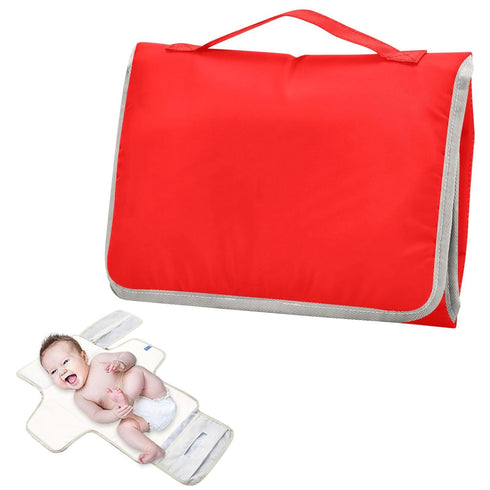 VEKELEE Red Portable Diaper Changing Pad for Baby, Waterproof & Foldable Changing Mat, Soft & Comfortable with Wipes