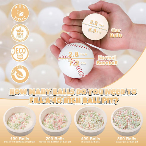 GOGOSO Ball Pit Balls, Plastic Playballs for Baby Toddlers, Kids Playhouse Decor, Phthalate-Free, 100 Balls (White