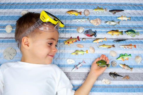 American Angler Collection Toy Fish Set with Collector Case, Miniature Figurine Fish by Toy Fish Factory
