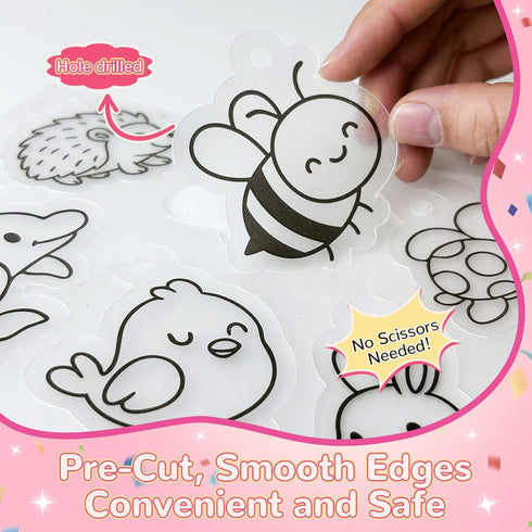 NewFamily Shrink Art Kit for Kids Unicorn & Magical & Pre-Cut Shaped Shrinky Dinks Jewelry Making DIY Necklace Bracelet