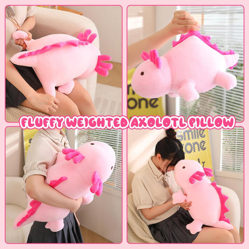 SQEQE Weighted Axolotl Plush Toy, Pink Stuffed Animals Cute Weighted Pillow for Girls & Boys Age 3-12 (9.8")