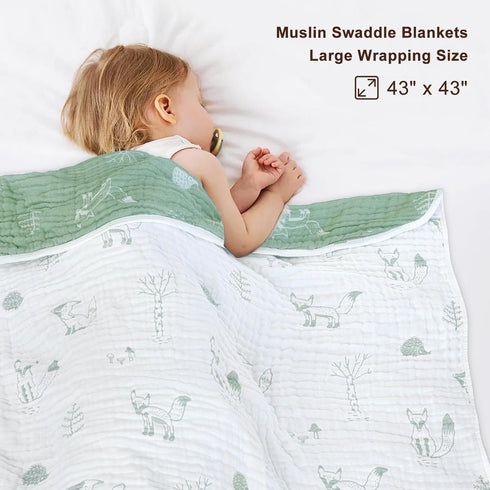 70% 30% 43 43 Inch BOPRIO Muslin Baby Blankets for Baby Infant Toddler, Cotton and Rayon with Animal Design Super Soft