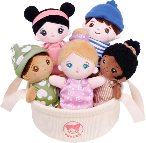 OUOZZZ Soft Baby Dolls Set of 5 Multicultural 8.8 Plush Dolls in