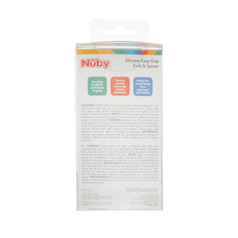 Nuby Silicone Easy Grip Fork & Spoon Set, BPA Free, 12+m in Blue