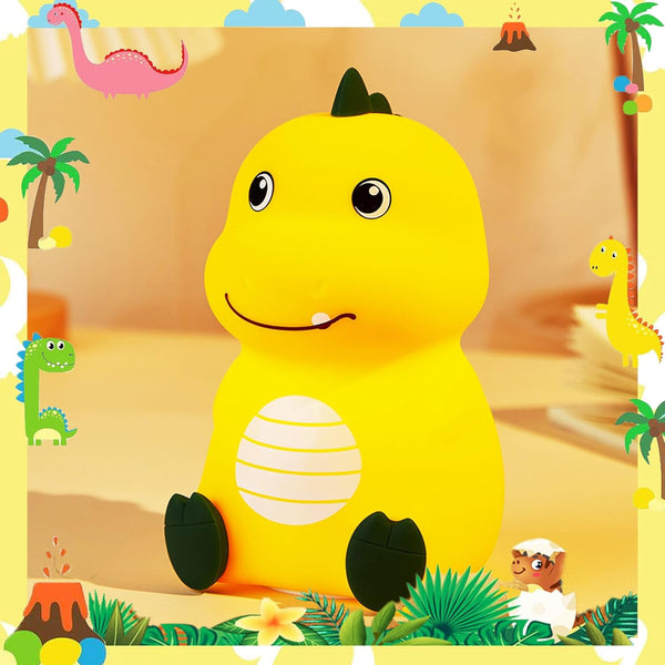 NCBNCB Night Light for Kids Cute Dinosaur Night Light,16 Colors Silicone Dimmable Baby