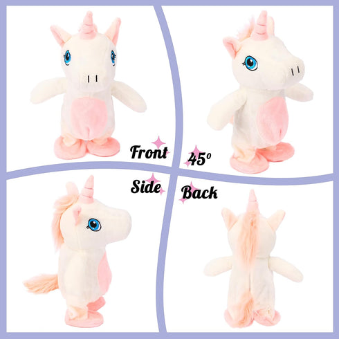 Hopearl Talking Unicorn, Walking Electric Interactive Plush Toy that Repeats What You Say, Gifts for Toddlers