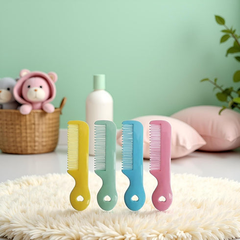 Htppzjr Pack 4 Of Round Tip Bristles Baby Cute Comb Baby Grooming For Sensitive Scalp Skin, for Nursery Newborn Infant