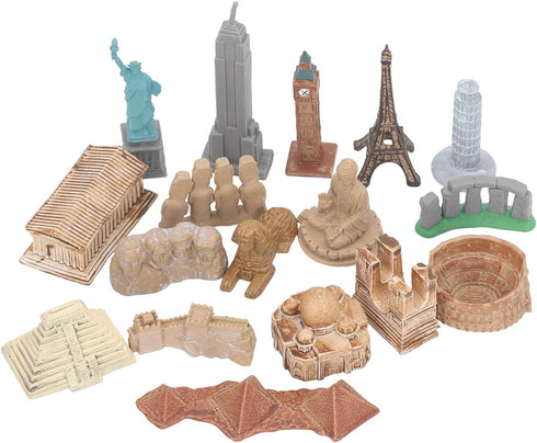 FOSA Miniature Ancient Buildings Toys, 17PCS Mini Around The World City Miniatures for Diorama Projects