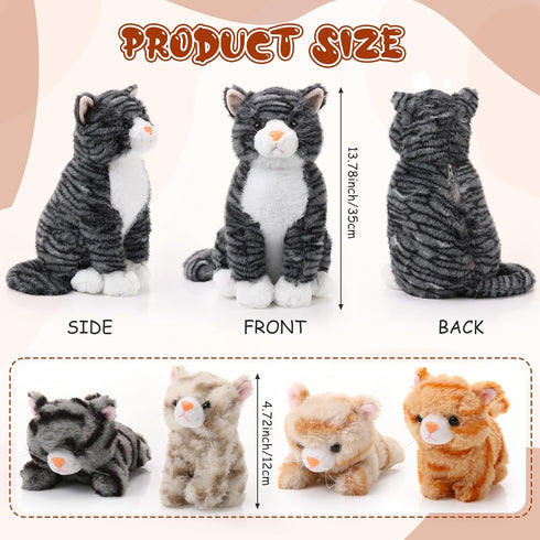 5 13.78 Inch Mommy 4 HyDren Pcs Cat Stuffed Animal Large Plush Cat with Kittens for Boys Girls Plush Toy, Birthday