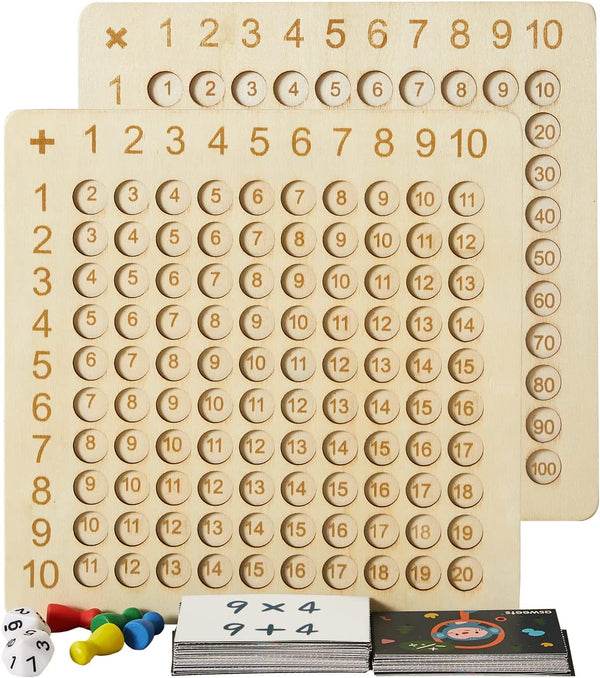 Asweets 2 in 1 Wooden Montessori Board Game - Educational Math Table Game for Addition and Multiplication, Double-Sided