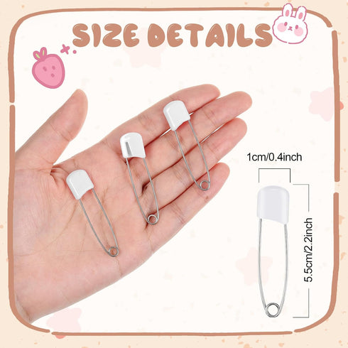 WILLBOND 100 2.2 Inch Pcs Diaper Pins Safety Plastic Head Cloth Diaper Nappy Pins with Locking Closures Stainless Steel