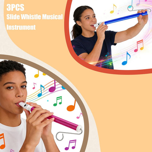 Hongdouo 3 PCS Slide Whistle, Musical Instrument Sliding Whistles for Speech and Oral Muscle Training, Educational