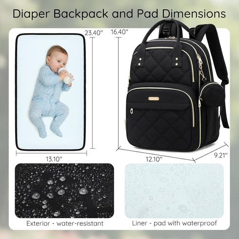 ViveVoy Backpack, Diaper Bag Travel Essential Baby Bag, Multi-Functional Waterproof Quilted Diaper Bag, Baby Essential
