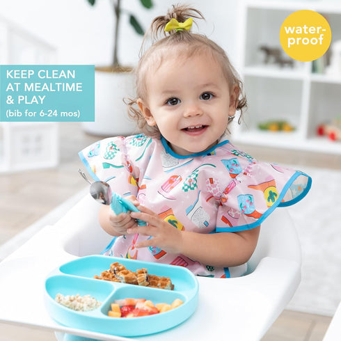 2-pack Bumkins Ruffle Apron Bib and Sandwich Bags, Waterproof Fabric