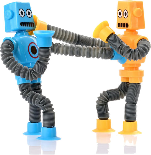 Nutty Toys Sensory Robot Toys 4pk, Top Pop Tubes Fidget Toy for ADHD Autism Ages 3-10, Best Kids Travel Toy Gifts