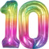 KatchOn Giant Rainbow 10 Balloon Number - 40 Inch for 10th Birthday Party Decorations and Happy Anniversary