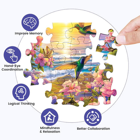 300 Pieces Puzzles for Adults - Hummingbird Beach Flower Puzzle, Gift for Family, 20.5x15IN