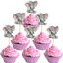 Yuntop 36 Pink Elephant Cupcake Toppers - Baby Shower, Birthday Party Supplies, Cute Baby Girl Cake Decorations