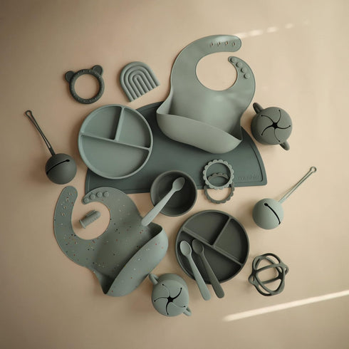 Silicone Suction Plate mushie | BPA-Free Non-Slip Design (Cambridge Blue)