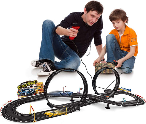Kids Toy Electric Powered Slot Car Race Track Set, Best Gifts for Boys and Girls Ages 6 7 8-12