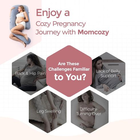 Momcozy Dreamlign 50-72 Inch Pregnancy Pillow for Sleeping, U Pro Maternity Pillow with Adjustable Leg Pillow