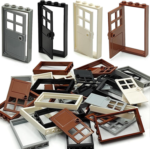 ZHX 40PCS Doors and Frame Building Block Toys for MOC Creative House Brick