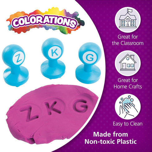 Set, Set 26 Colorations Alphabet Dough Stampers Uppercase Letters of Letter Stamps, Fun ABC Learning Tool for Toddlers
