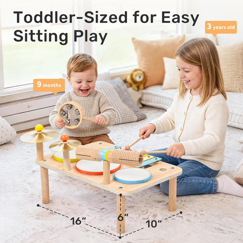 Set 9-in-1 1-3 1-3 WINGYZ Kids Drum Montessori Toys for Year Old & Wooden Musical Instruments for Toddlers, Baby