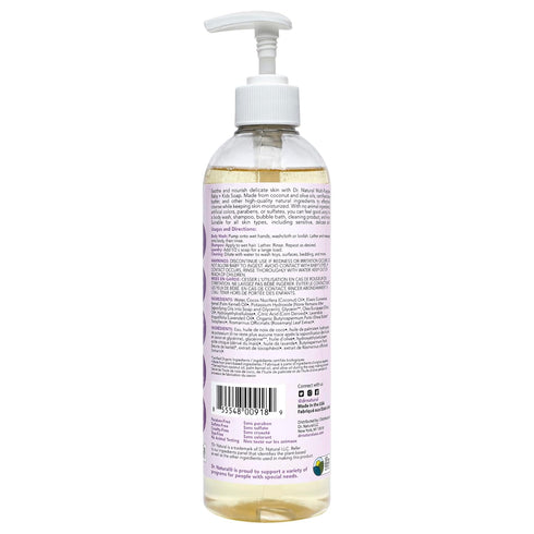16 oz Dr. Natural Multi-Purpose Baby Plus Kids Soap, Lavender, - Plant-Based - with Shea Butter - Hypoallergenic - Body