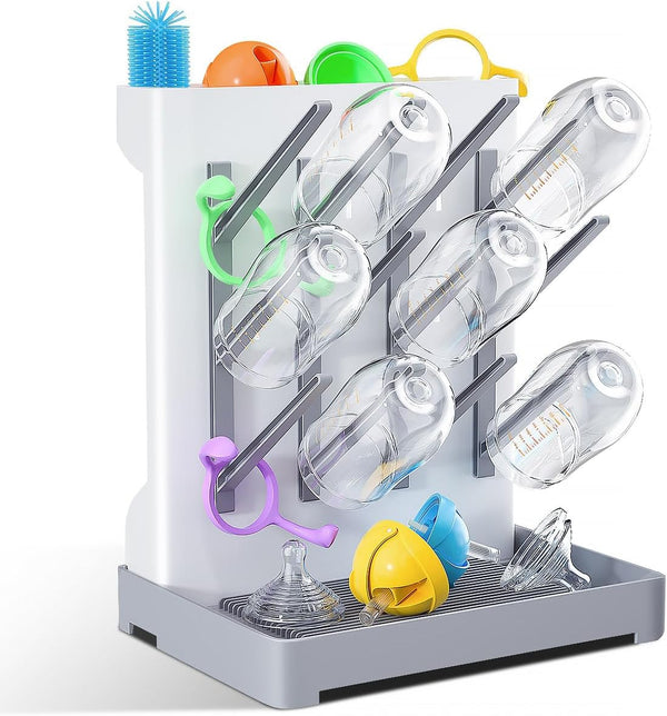 WillMall Baby Bottle Drying Rack: Vertical Space Saving Large Bottles Holder - Standing