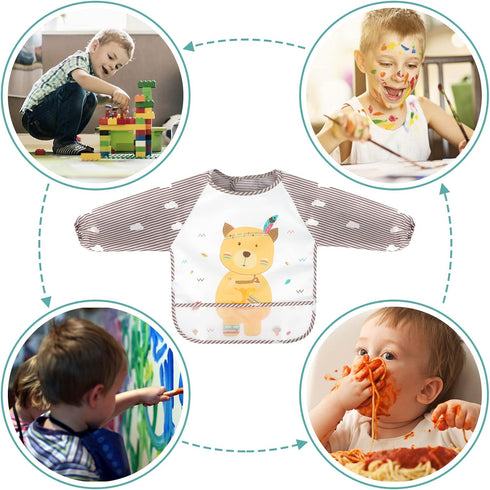 Accmor Long Sleeve Baby Bibs - Waterproof Sleeved Bibs for Eating, Toddler Smock Bibs for 6-36 Months