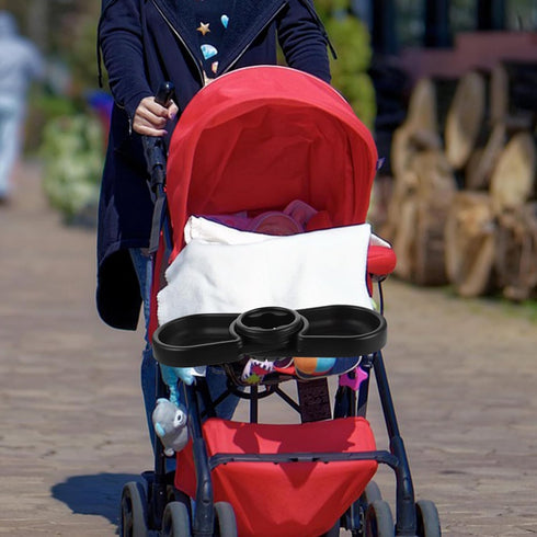Generic Stroller Snacks Tray with Detachable One Design Food Plate Cup Holder and Tray Easy-Clean Stroller Accessory