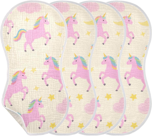 tplaotee 22x11in Cute Cartoon Pink Rainbow Unicorns Cotton burping Cloths Soft and Absorbent? Baby wash Cloth