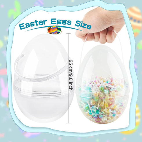 Restroma 12 Inch/ 10 inch/ 8 inch 3/4/ 8/9/ 12 (9 (10 Inch)) Giant Clear Plastic Easter Eggs Fillable Pcs Jumbo